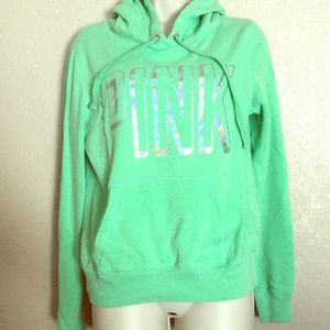 Pink Victoria's Secret green hoodie